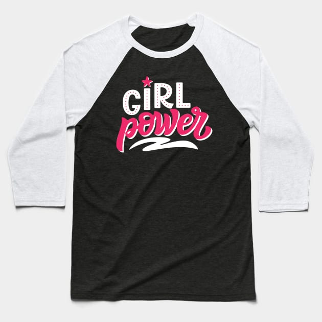 Girl Power Baseball T-Shirt by micibu